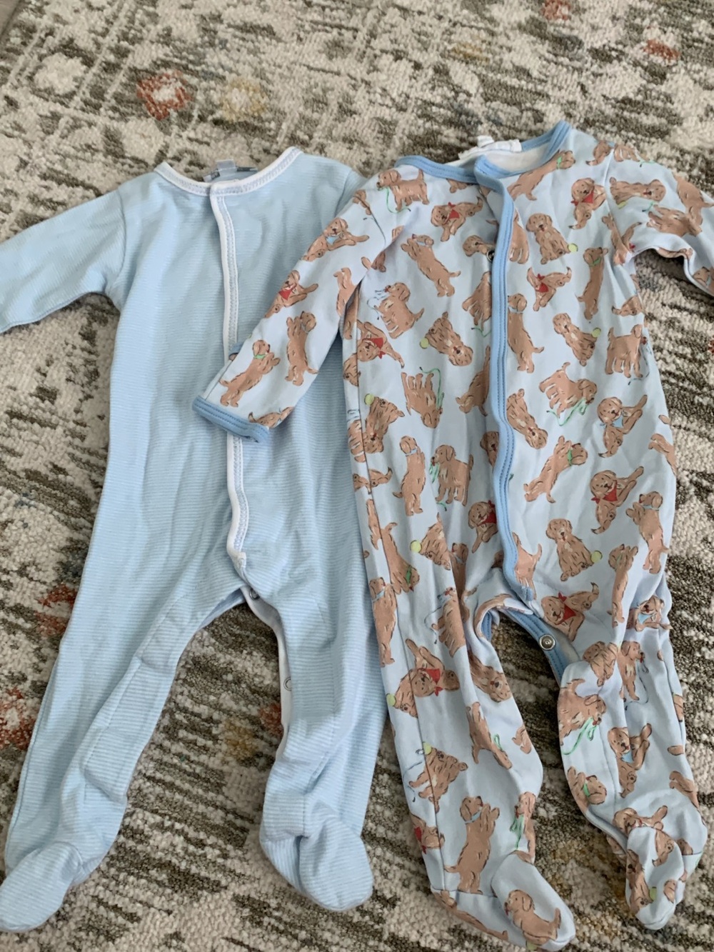 Light Blue Bear-Print Footed One-Piece Sleeper